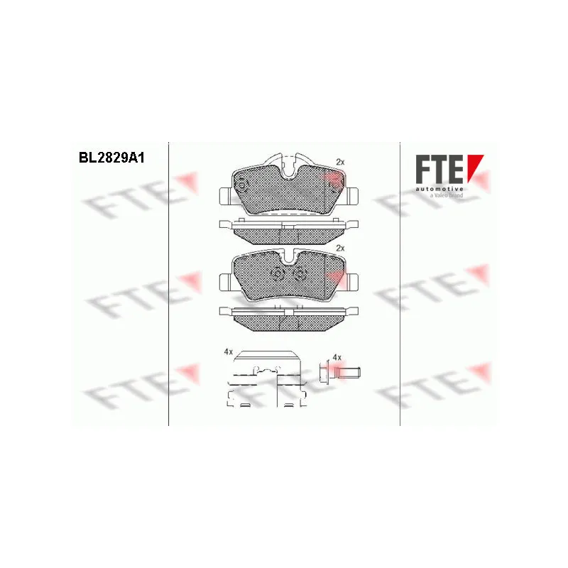 Jeu de 4 plaquettes de frein arrière FTE BL2829A1