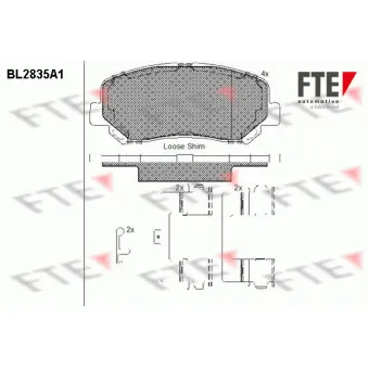 Jeu de 4 plaquettes de frein avant FTE BL2835A1