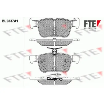 Jeu de 4 plaquettes de frein arrière FTE BL2837A1