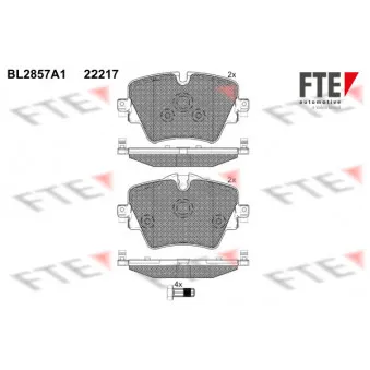 Jeu de 4 plaquettes de frein avant FTE BL2857A1