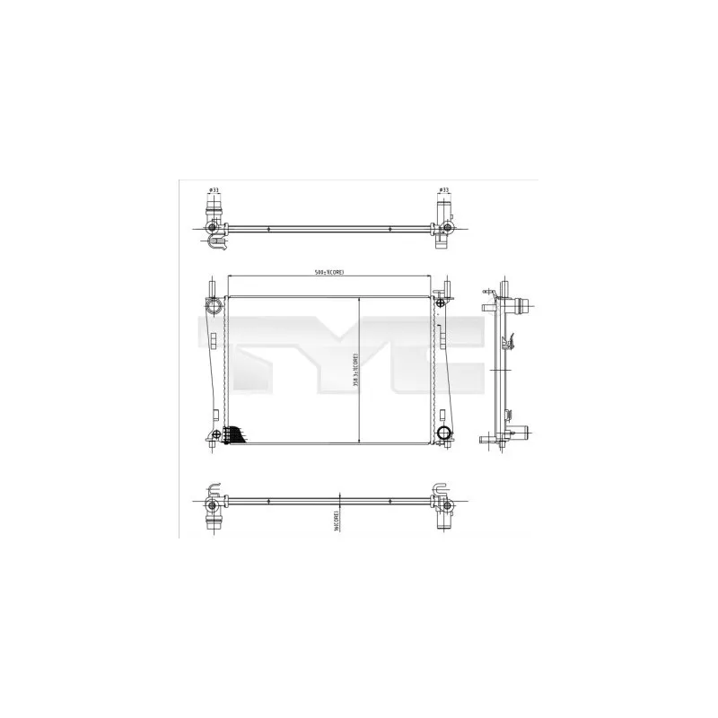 Radiateur, refroidissement du moteur TYC 710-0031