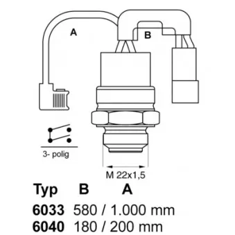 Interrupteur de température, ventilateur de radiateur WAHLER 6033.88