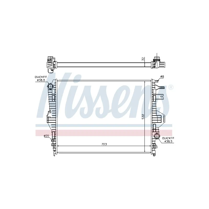 Radiateur, refroidissement du moteur NISSENS 65299