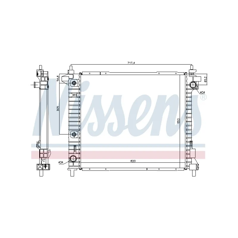 Radiateur, refroidissement du moteur NISSENS 69094