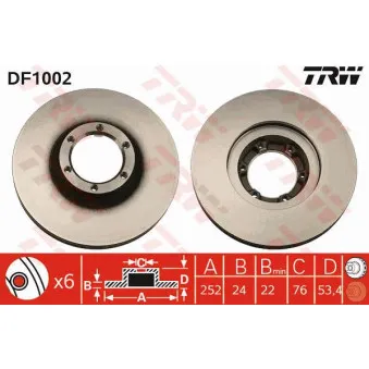 Jeu de 2 disques de frein avant TRW DF1002