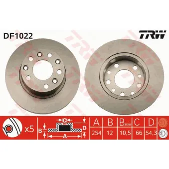 Jeu de 2 disques de frein arrière TRW DF1022