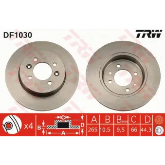 Jeu de 2 disques de frein arrière TRW DF1030