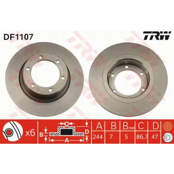 Jeu de 2 disques de frein avant TRW DF1107