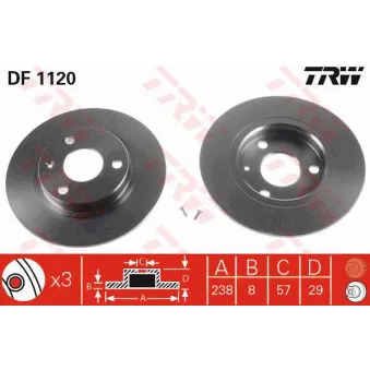 Jeu de 2 disques de frein avant TRW DF1120