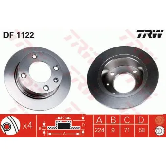 Jeu de 2 disques de frein arrière TRW DF1122