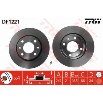 Jeu de 2 disques de frein avant TRW DF1221