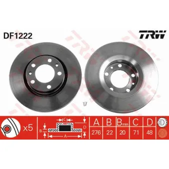 Jeu de 2 disques de frein avant TRW DF1222