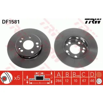 Jeu de 2 disques de frein avant TRW DF1581