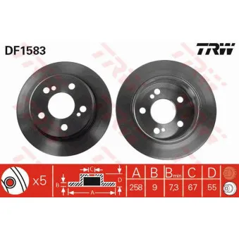 Jeu de 2 disques de frein arrière TRW DF1583