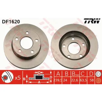 Jeu de 2 disques de frein avant TRW DF1620