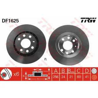 Jeu de 2 disques de frein avant TRW DF1625