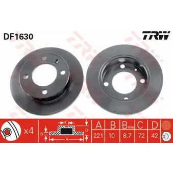 Jeu de 2 disques de frein avant TRW