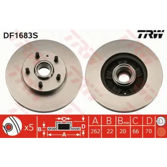 Jeu de 2 disques de frein avant TRW DF1683S