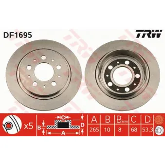 Jeu de 2 disques de frein arrière TRW DF1695