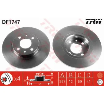 Jeu de 2 disques de frein avant TRW DF1747