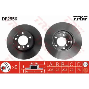 Jeu de 2 disques de frein avant TRW