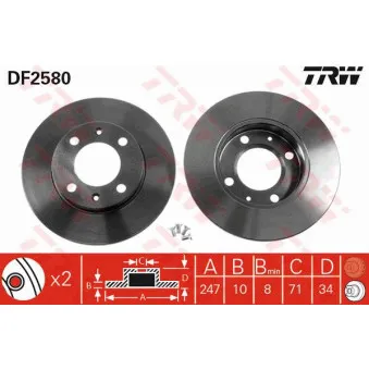 Jeu de 2 disques de frein arrière TRW