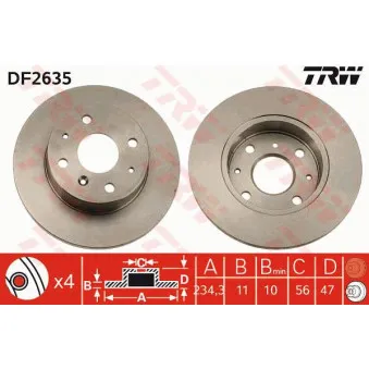 Jeu de 2 disques de frein avant TRW DF2635