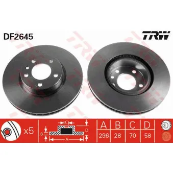 Jeu de 2 disques de frein avant TRW DF2645