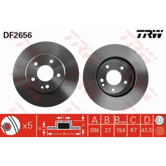 Jeu de 2 disques de frein avant TRW DF2656