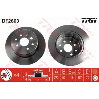 Jeu de 2 disques de frein arrière TRW DF2663