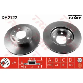 Jeu de 2 disques de frein avant TRW DF2722