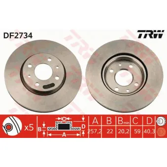 Jeu de 2 disques de frein avant TRW DF2734