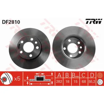 Jeu de 2 disques de frein avant TRW DF2810