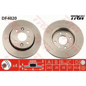 Jeu de 2 disques de frein avant TRW DF4020