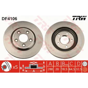 Jeu de 2 disques de frein arrière TRW DF4106