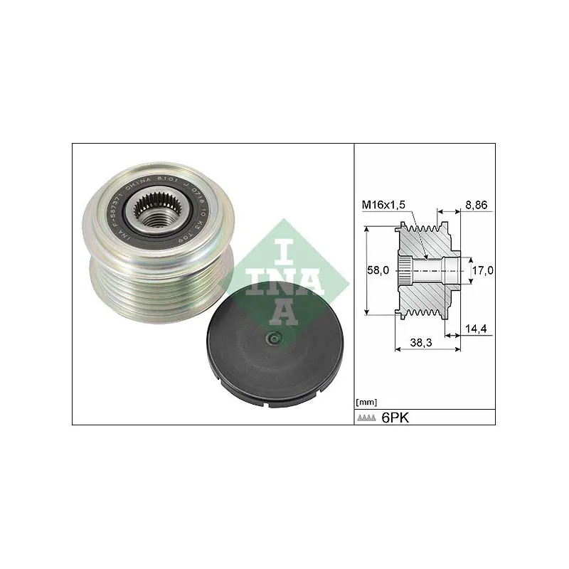 Poulie roue libre, alternateur INA 535 0296 10
