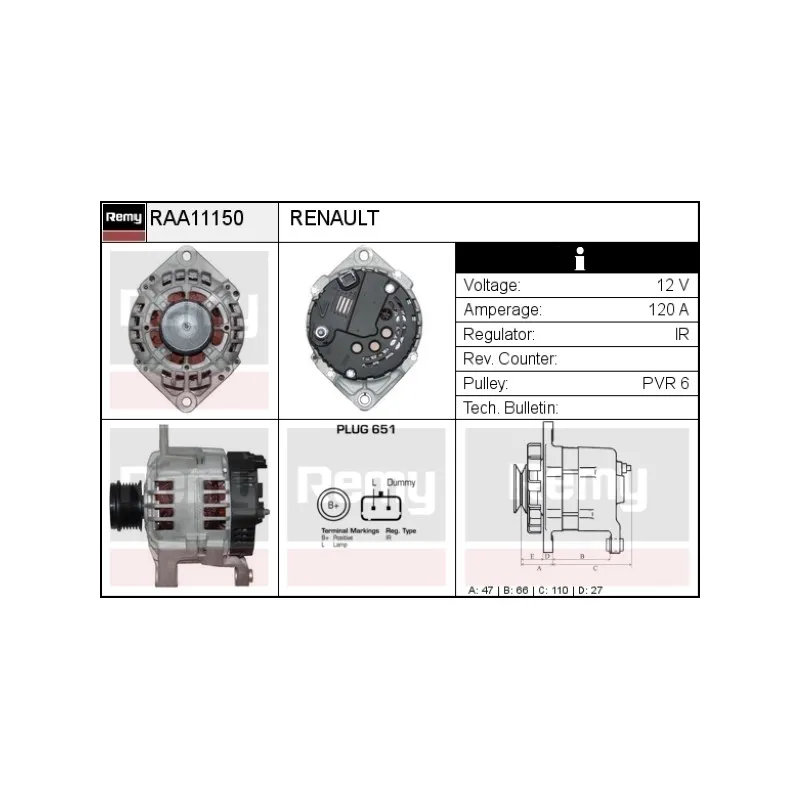 Alternateur REMY RAA11150