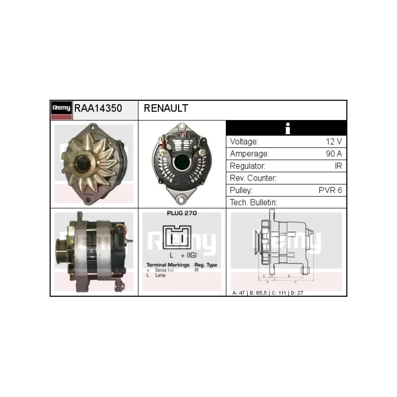 Alternateur REMY RAA14350