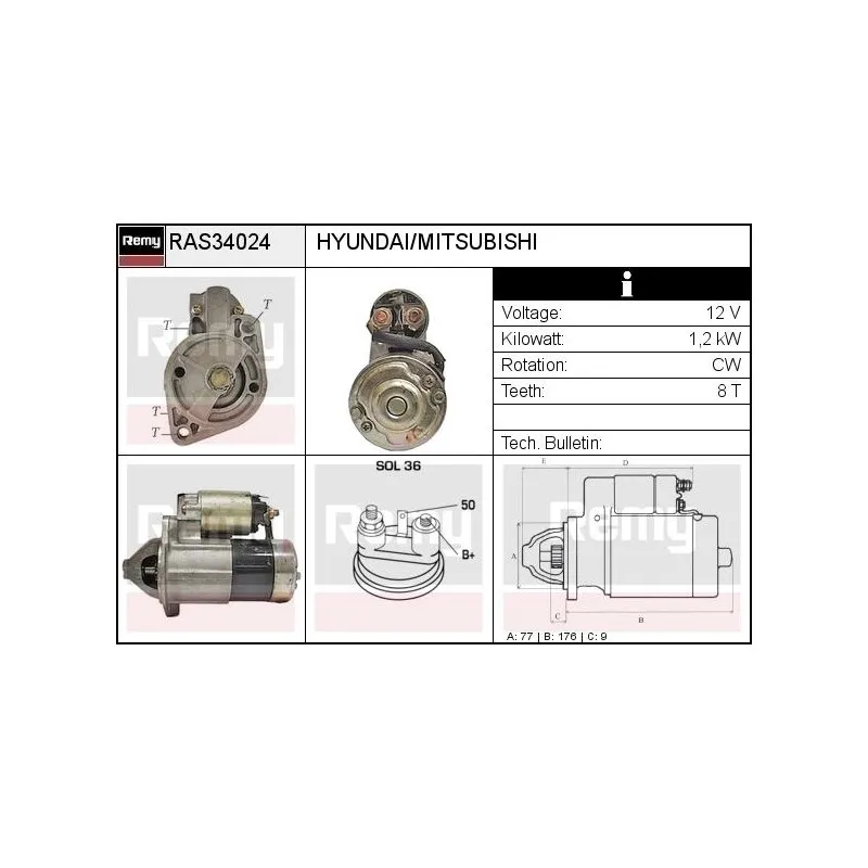 Démarreur REMY RAS34024