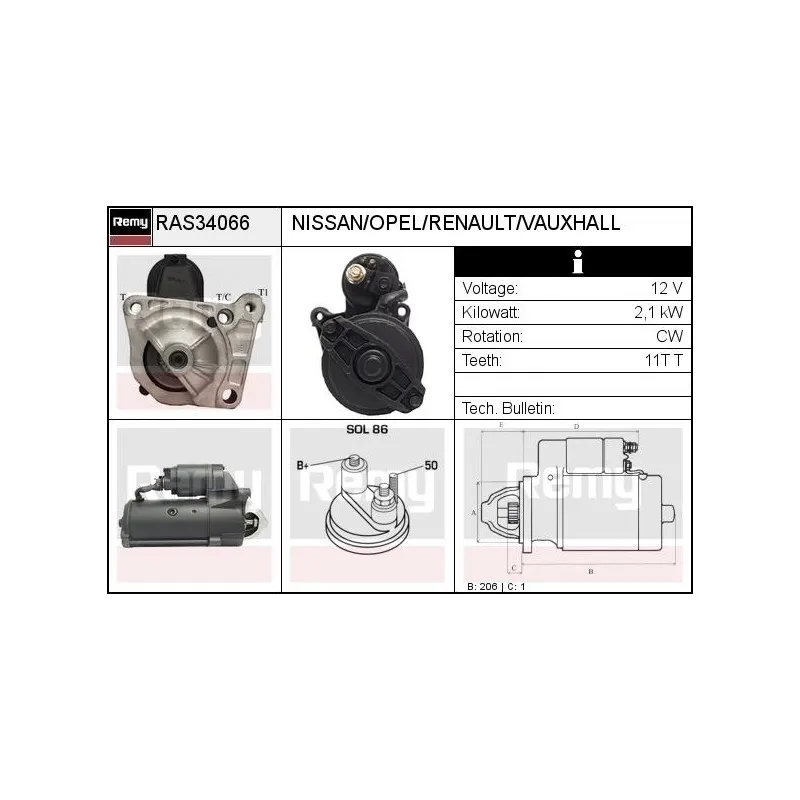 Démarreur REMY RAS34066