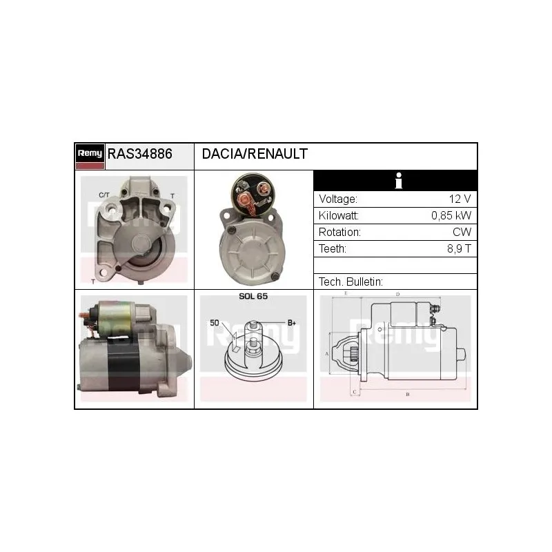 Démarreur REMY RAS34886