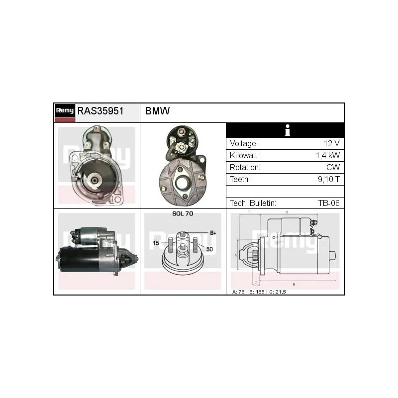 Démarreur REMY RAS35951