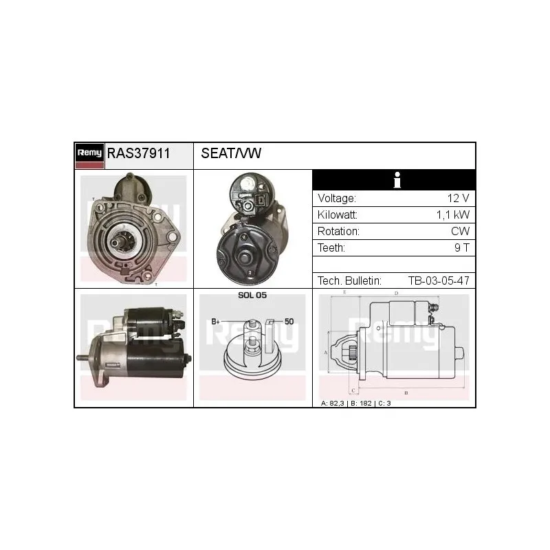 Démarreur REMY RAS37911