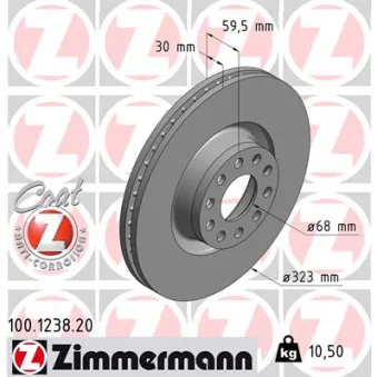 Jeu de 2 disques de frein avant ZIMMERMANN 100.1238.20