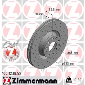 Jeu de 2 disques de frein avant ZIMMERMANN 100.1238.52