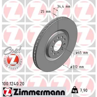 Jeu de 2 disques de frein avant ZIMMERMANN 100.1240.20