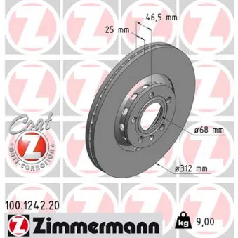 Jeu de 2 disques de frein avant ZIMMERMANN 100.1242.20