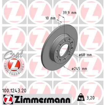 Jeu de 2 disques de frein arrière ZIMMERMANN 100.1243.20