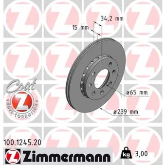 Jeu de 2 disques de frein avant ZIMMERMANN 100.1245.20