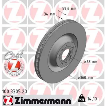 Jeu de 2 disques de frein avant ZIMMERMANN